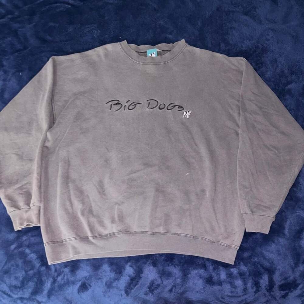 Vintage Big Dogs Crewneck Sweatshirt Grey Embroidered Logo